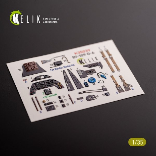 KELIK K35039 Bf-109 G-6 - interior 3D decals for Border Models kit 1/35