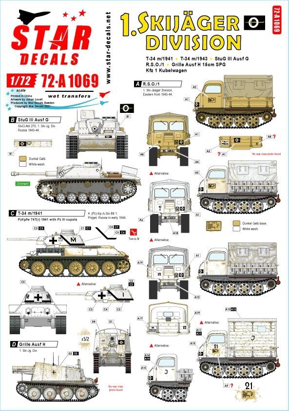 Star Decals 72-A1069 1. Skijäger Division. 1/72