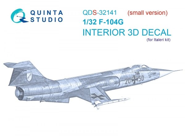 Quinta Studio QDS-32141 F-104G 3D-Printed &amp; coloured Interior on decal paper (Italeri) (small version) 1/32