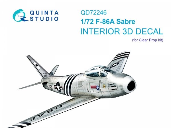 Quinta Studio QD72246 F-86A Sabre 3D-Printed &amp; coloured Interior on decal paper (ClearProp) 1/72