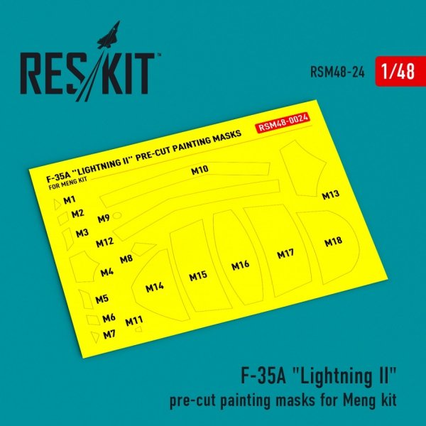RESKIT RSM48-0024 F-35A "Lightning II" pre-cut painting masks for Meng kit 1/48