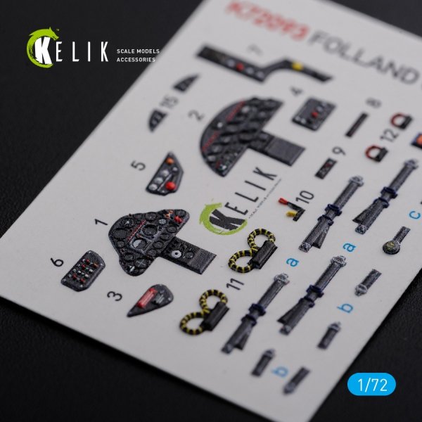 KELIK K72093 Folland Gnat T.1 interior 3D decals for Airfix kit 1/72