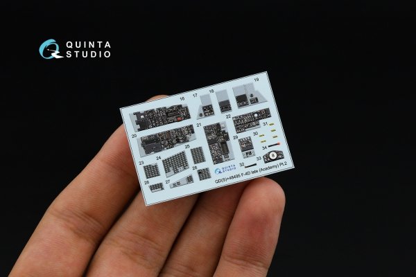 Quinta Studio QDS+48495 F-4D late Phantom II 3D-Printed &amp; coloured Interior on decal paper (Academy) (Small version) (with 3D-printed resin parts) 1/48