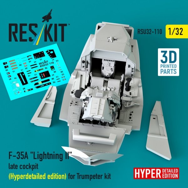RESKIT RSU32-0110 F-35A "Lightning II" late cockpit (Hyperdetailed edition) for Trumpeter kit (3D Printed) 1/32