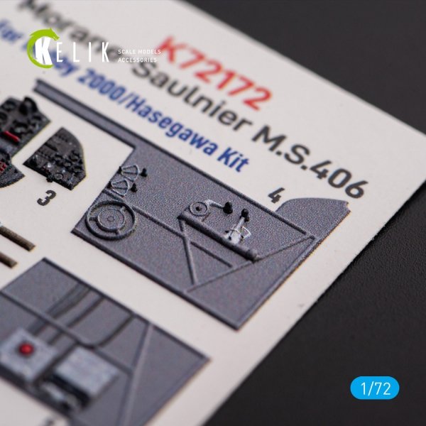 Kelik K72172 Morane-Saulnier M.S.406 - interior 3D decals for Hobby 2000/Hasegawa kit (1/72)