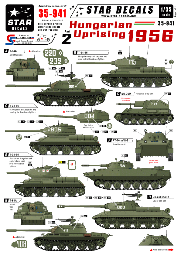 Star Decals 35-941 Hungarian Uprising 1956 2 1/35