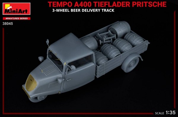 MiniArt 38045 TEMPO A400 TIEFLADER PRITSCHE 3-WHEEL BEER DELIVERY TRUCK 1/35