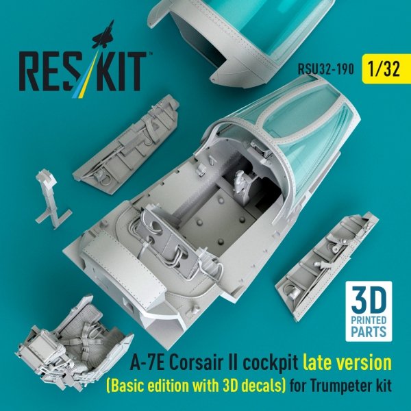 RESKIT RSU32-0190 A-7E Corsair II late cockpit (Basic edition with 3D decals) for Trumpeter kit (3D Printed) (1/32)