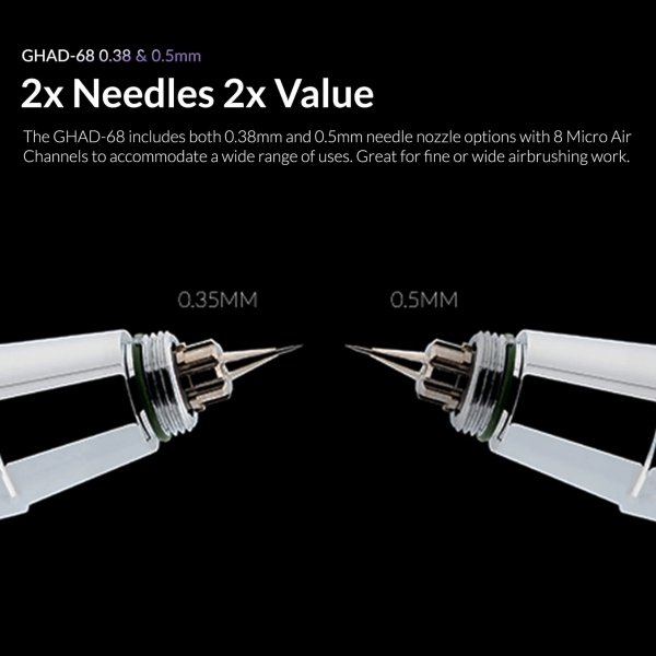 Gaahleri 40140 Advanced Series GHAD-68 Airbrush 0,38 mm &amp; 0,5 mm, 1/4 oz &amp; 1/2 oz
