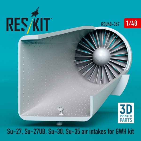 RESKIT RSU48-0367 Su-27, Su-27UB,30,35 air intakes for GWH kit (3D Printed) (1/48)