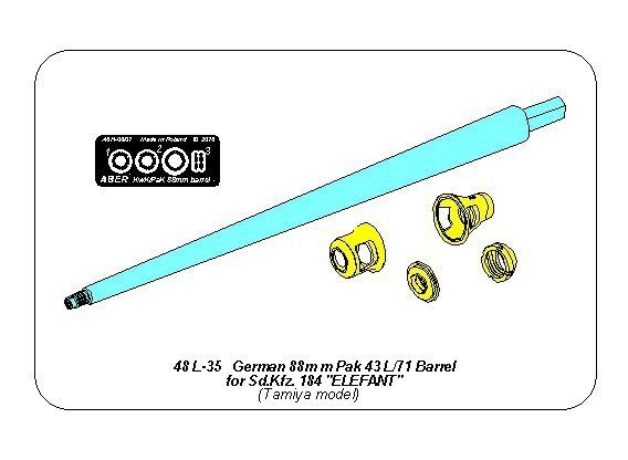 Aber 48L-35 German 88mm Pak 43/2 L/71 barrel for Sd.Kfz.184 Elefant 1/48
