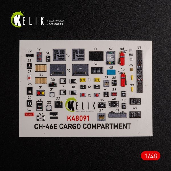 KELIK K48091 CH-46E Cargo compartment interior 3D decals for Academy kit 1/48