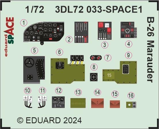 Eduard 3DL72033 B-26 Marauder SPACE EDUARD, HASEGAWA 1/72