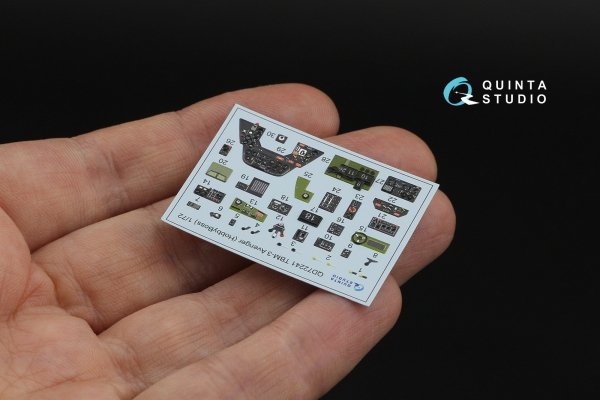 Quinta Studio QD72241 TBM-3 Avenger 3D-Printed &amp; coloured Interior on decal paper ( HobbyBoss ) 1/72