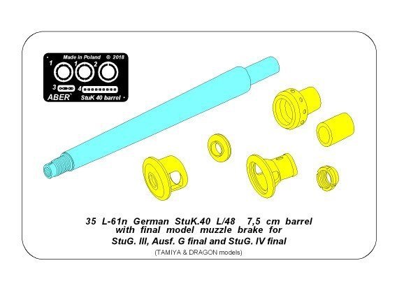 Aber 35L-061N Lufa do niemieckiego działa pancernego Stug.III, G i Stug.IV końcowych serii 1/35