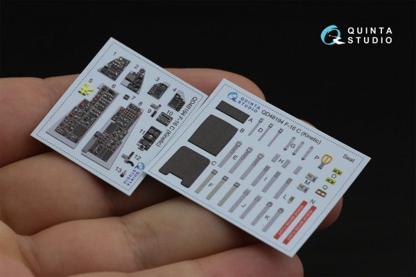 Quinta Studio QD48194 F-16С 3D-Printed &amp; coloured Interior on decal paper (for Kinetic kit) 1/48