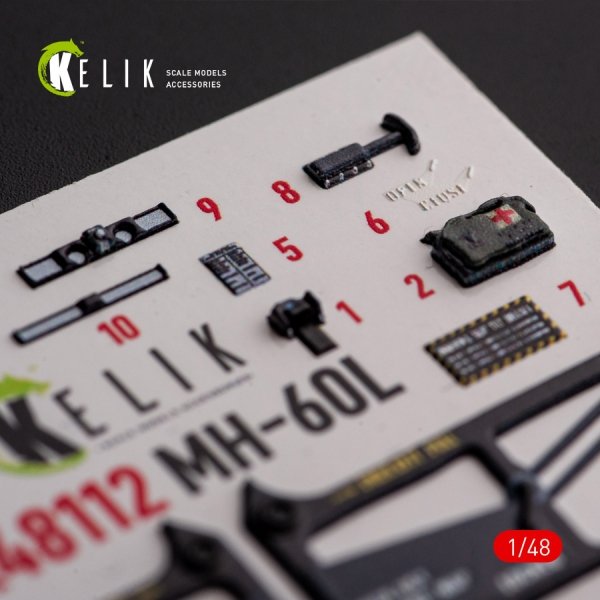KELIK K48112 MH-60L Black Hawk - interior 3D decals for ICM kit 1/48