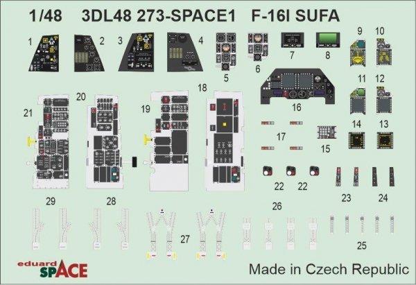 Eduard 3DL48273 General Dynamics F-16I Sufa - Space Set (for GWH Kits) 1/48