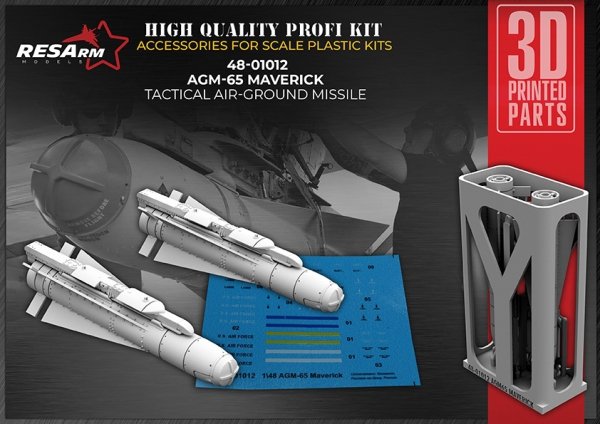 RESArm 48-01012 AGM 65 - Maverick Aviation Missile (WITH DECAL) (3D resin printing) 1/48