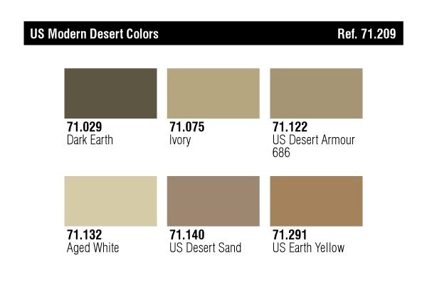 Vallejo 71209 US Modern Desert Colors (6x17ml)