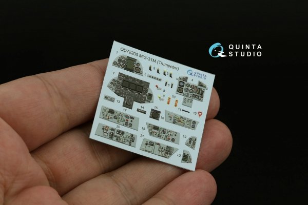 Quinta Studio QD72205 MiG-31M 3D-Printed &amp; coloured Interior on decal paper (Trumpeter) 1/72