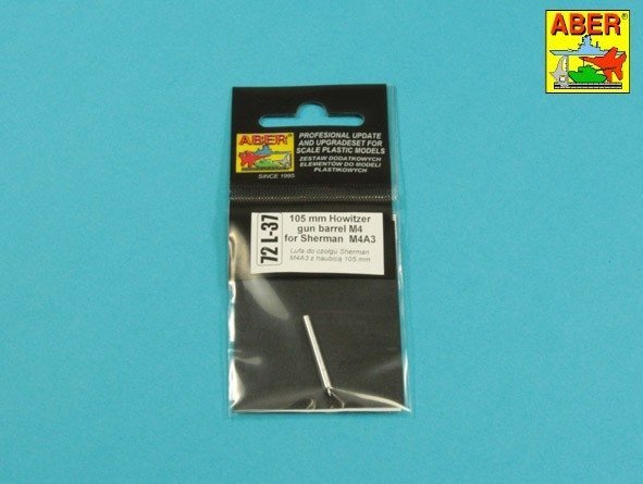 Aber 72L-37 Lufa 105mm haubica M4 do czołgu Sherman M4A3 /  U.S. 105mm Howitzer M4 tank Barrel for M4A3 1/72