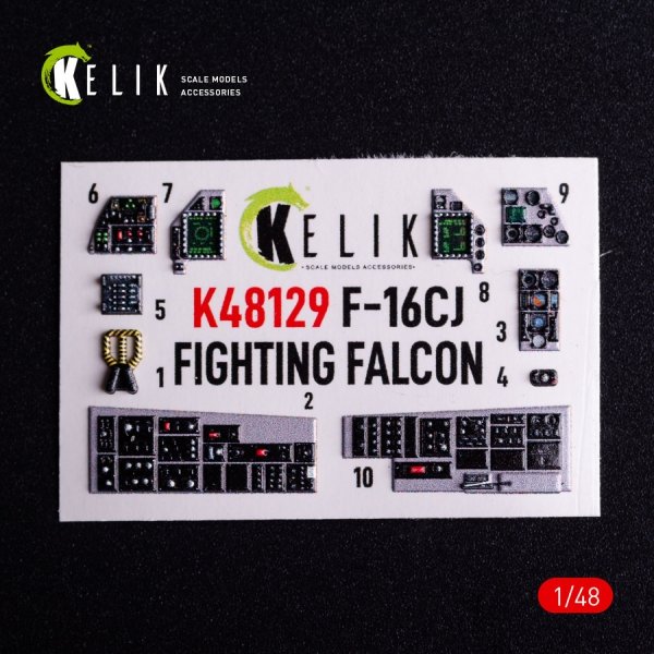 Kelik K48129 F-16CJ - interior 3D decals for Hasegawa kit (1/48)