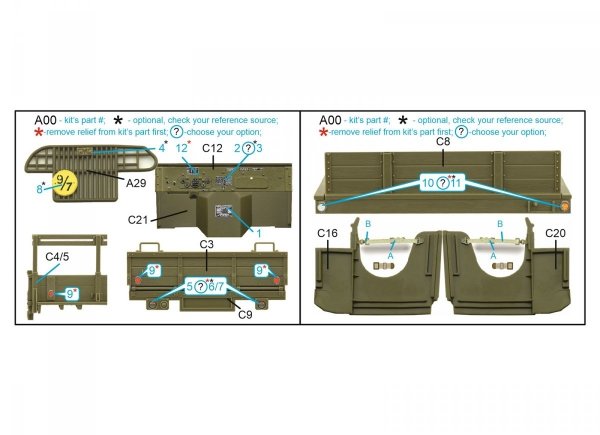 Quinta Studio QD48029 GMC CCKW 353 (open cab) 3D-Printed &amp; coloured Interior on decal paper (Tamiya) 1/48
