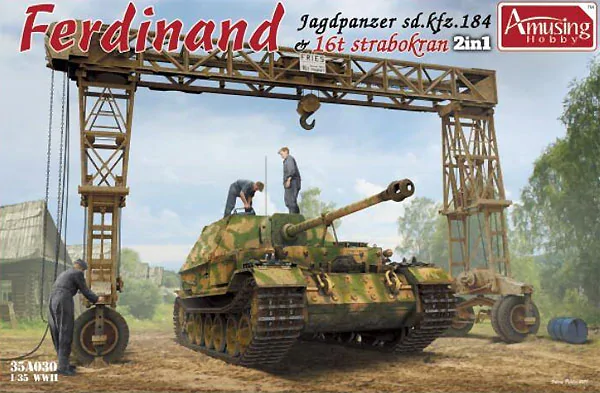 Amusing Hobby 35A030 SD.Kfz.184 Ferdinand &amp; 16t Strabokran Full Interior/Clear Roof Parts 1/35