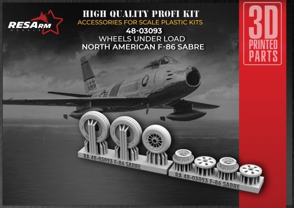 RESArm 48-03093 F-86 SABRE - Wheels under load (3D resin printing) 1/48