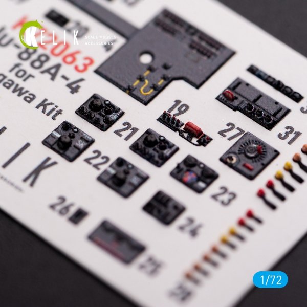 KELIK K72063 Junkers JU 88 A-4 interior 3D decals for Hasegawa kit 1/72