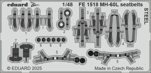 Eduard FE1518 MH-60L seatbelts STEEL ICM 1/48