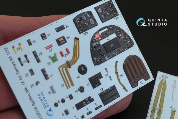 Quinta Studio QD32018 Spitfire Mk.IX 3D-Printed &amp; coloured Interior on decal paper (for Tamiya kit) 1/32