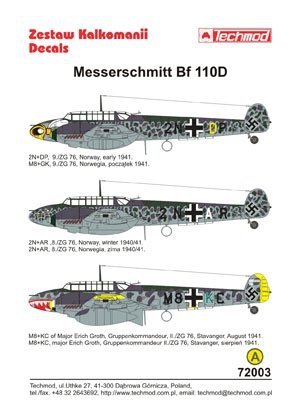 Techmod 72003 - Messerschmitt Bf 110D (1:72)