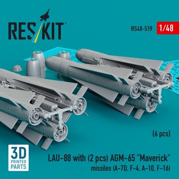 RESKIT RS48-0519 AGM-142 &quot;Popeye 2/Have Lite&quot; missiles (2 pcs) (3D Printed) 1/48