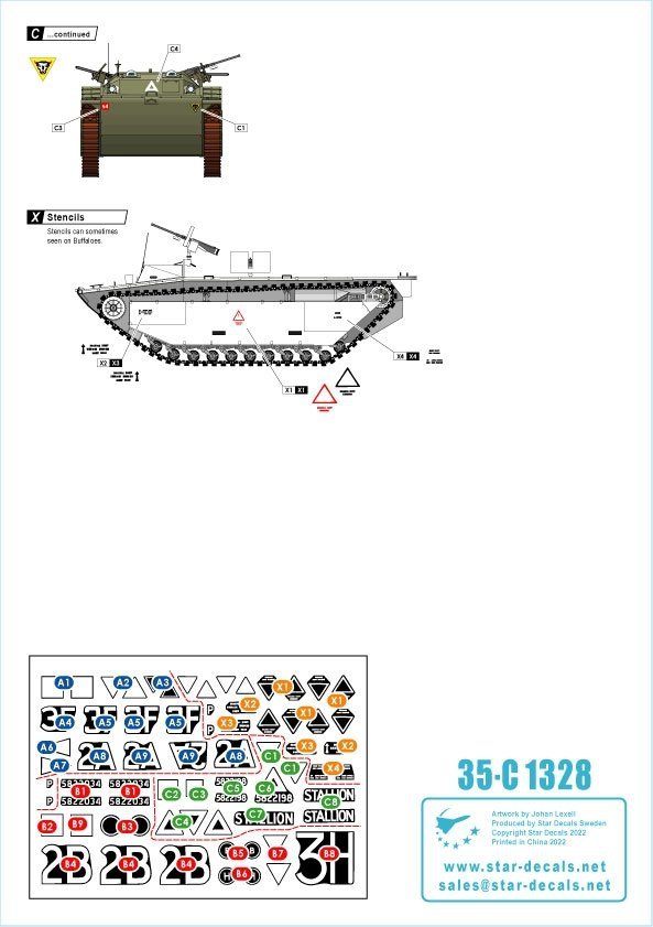 Star Decals 35-C1328 British LVT-2 Buffalo Mk II. LVT-2 and LVT(A)-2. Walcheren landings, Nijmegen and the Rhine crossing. 1/35