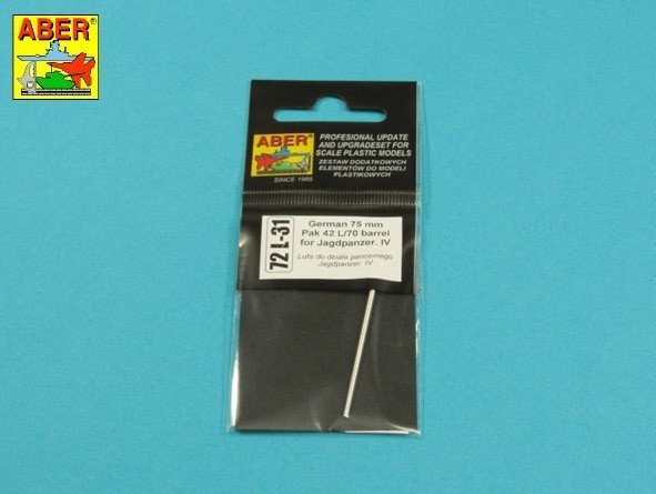 Aber 72L-31 Lufa Pak 40L/70 do niemieckiego działa pancernego Jagdpanzer IV / German 75mm Pak 40L/70 gun barrel for Jagdpanzer IV 1/72