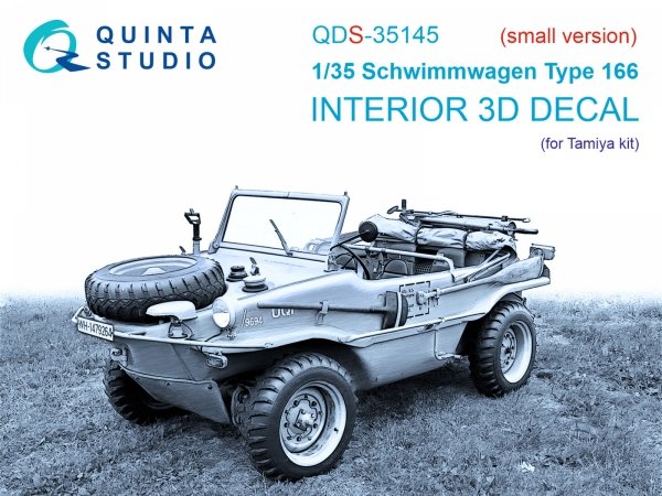 Quinta Studio QDS-35145 Schwimmwagen Type 166 3D-Printed &amp; coloured Interior on decal paper (Tamiya) (Small version) 1/35