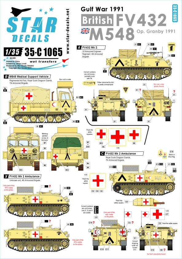 Star Decals 35-C1065 British FV432 and M548 1/35