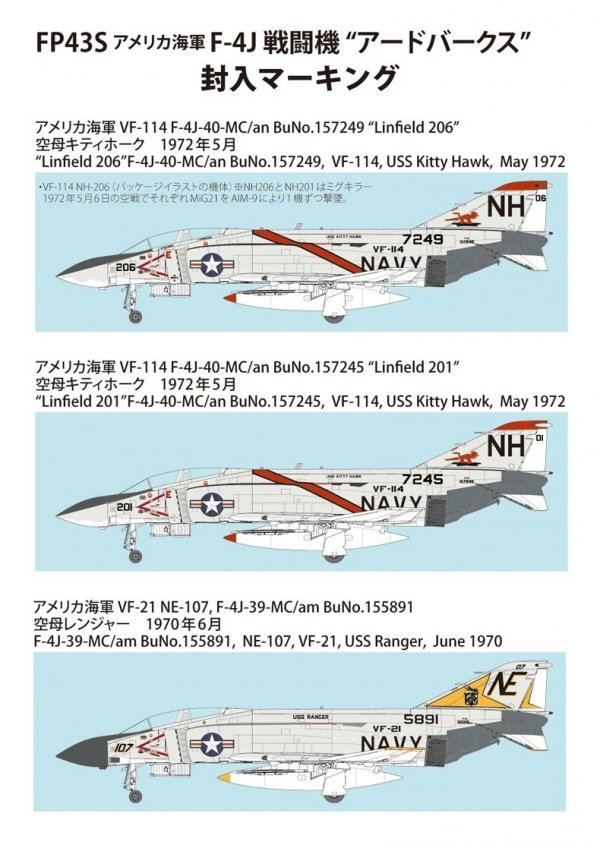 Fine Molds FP43S U.S. Navy Jet Fighter F-4J &quot;Aardvarks&quot; 1/72