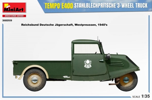 MiniArt 38059 TEMPO E400 STAHLBLECHPRITSCHE 3-WHEEL TRUCK 1/35