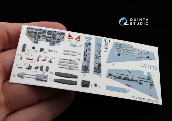Quinta Studio QD32001 Su-25 3D-Printed &amp; coloured Interior on decal paper (for Trumpeter kit) 1/32