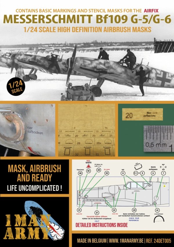 1 Man Army 24DET005 Messerschmitt Bf 109G5/G6 (Airfix) 1/24