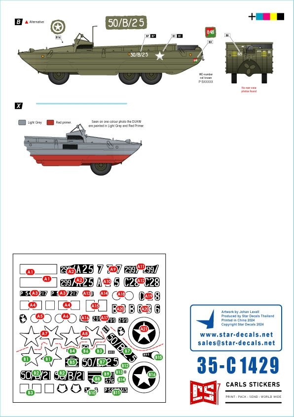 Star Decals 35-C1429 D-Day DUKW. British Amphibians # 1. 50 Coy (GT) and 299 Coy. (GT) RASC. 1/35