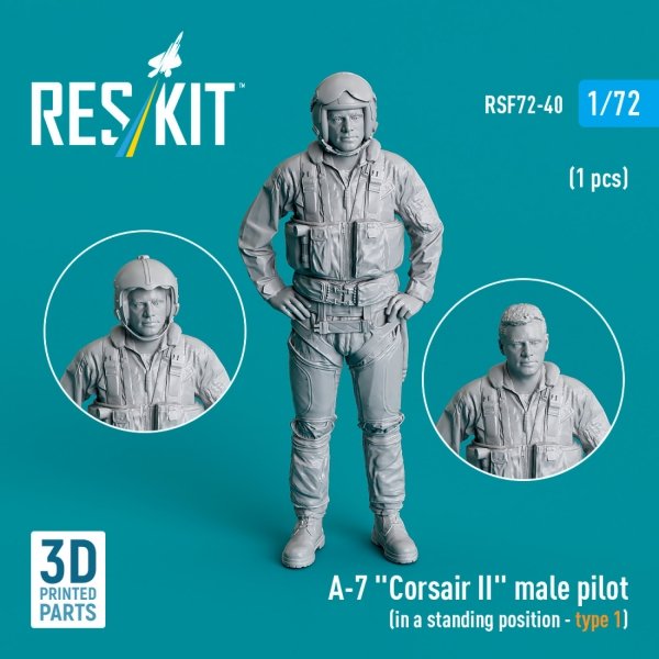 RESKIT RSF72-0040 A-7 "Corsair II" male pilot (in a standing position - type 1) (1 pcs) (3D Printed) (1/72)