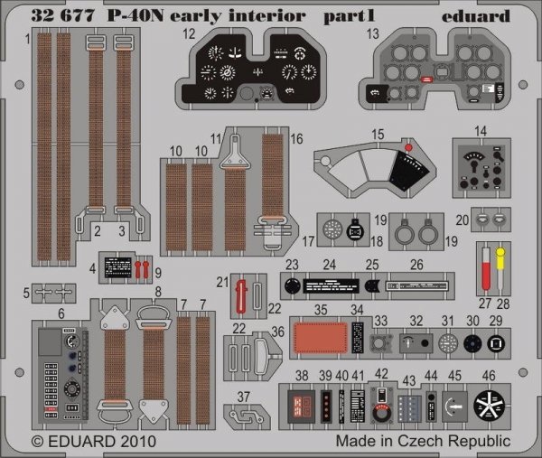 Eduard 32677 P-40N early interior S. A. 1/32 Hasegawa