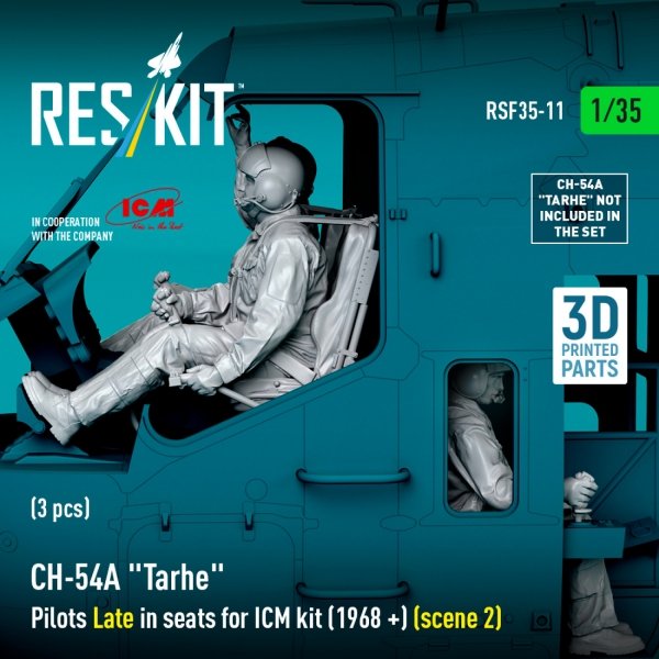 RESKIT RSF35-0011 CH-54A &quot;Tarhe&quot; Pilots Late in seats for ICM kit (1968 +) (scene 2) (3 pcs) (3D Printed) 1/35