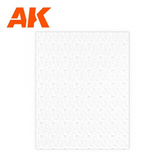 AK Interactive AK6581 PAVEMENT SPIKE BRICK SHEET 245 X 195MM / 9.64 X 7.68 “ TEXTURED STYRENE SHEET – 1 UNIT 