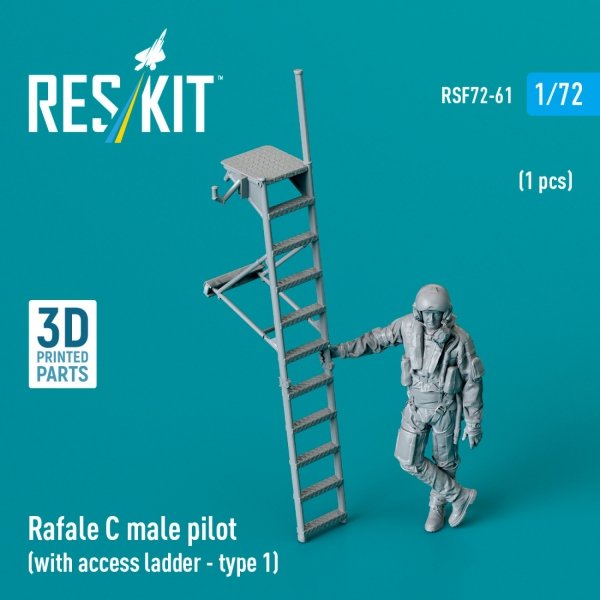 RESKIT RSF72-0061 Rafale C male pilot with access ladder (type 1) (1 pcs) (3D Printed) (1/72)