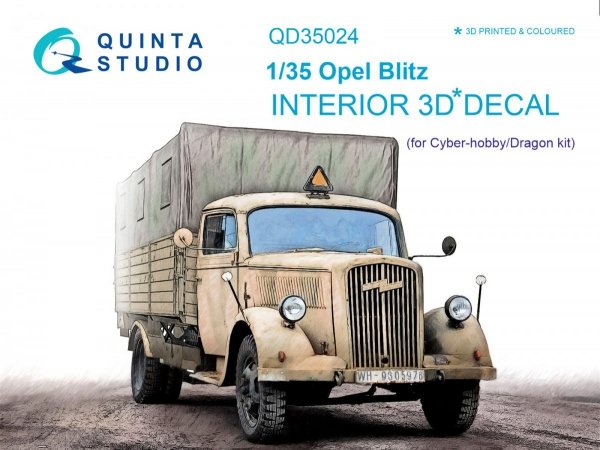 Quinta Studio QD35024 Opel Blitz 3D-Printed &amp; coloured Interior on decal paper (for Cyber-hobby/Dragon kit) 1/35